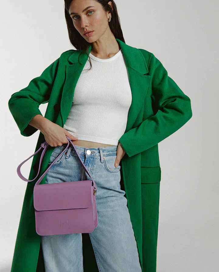 Squere Leather Shoulder Bag Malva