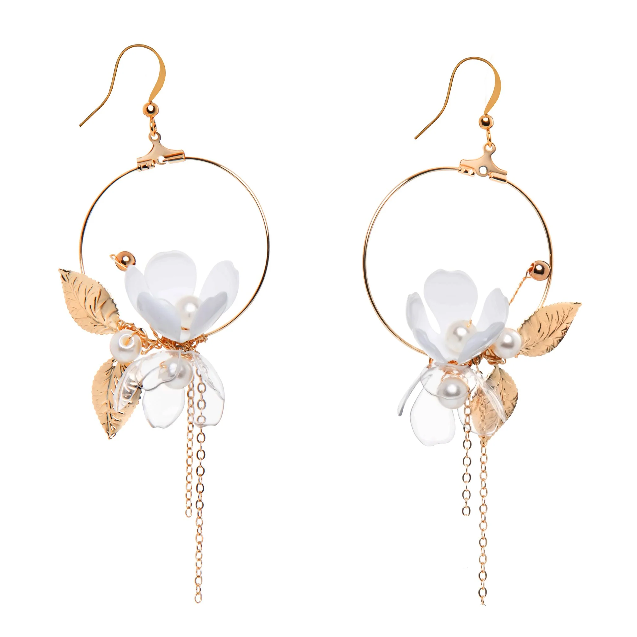 Delicate Floral Moon Earrings