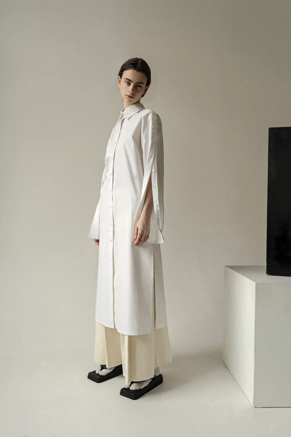 White Sleeves Button Tunic Shirt