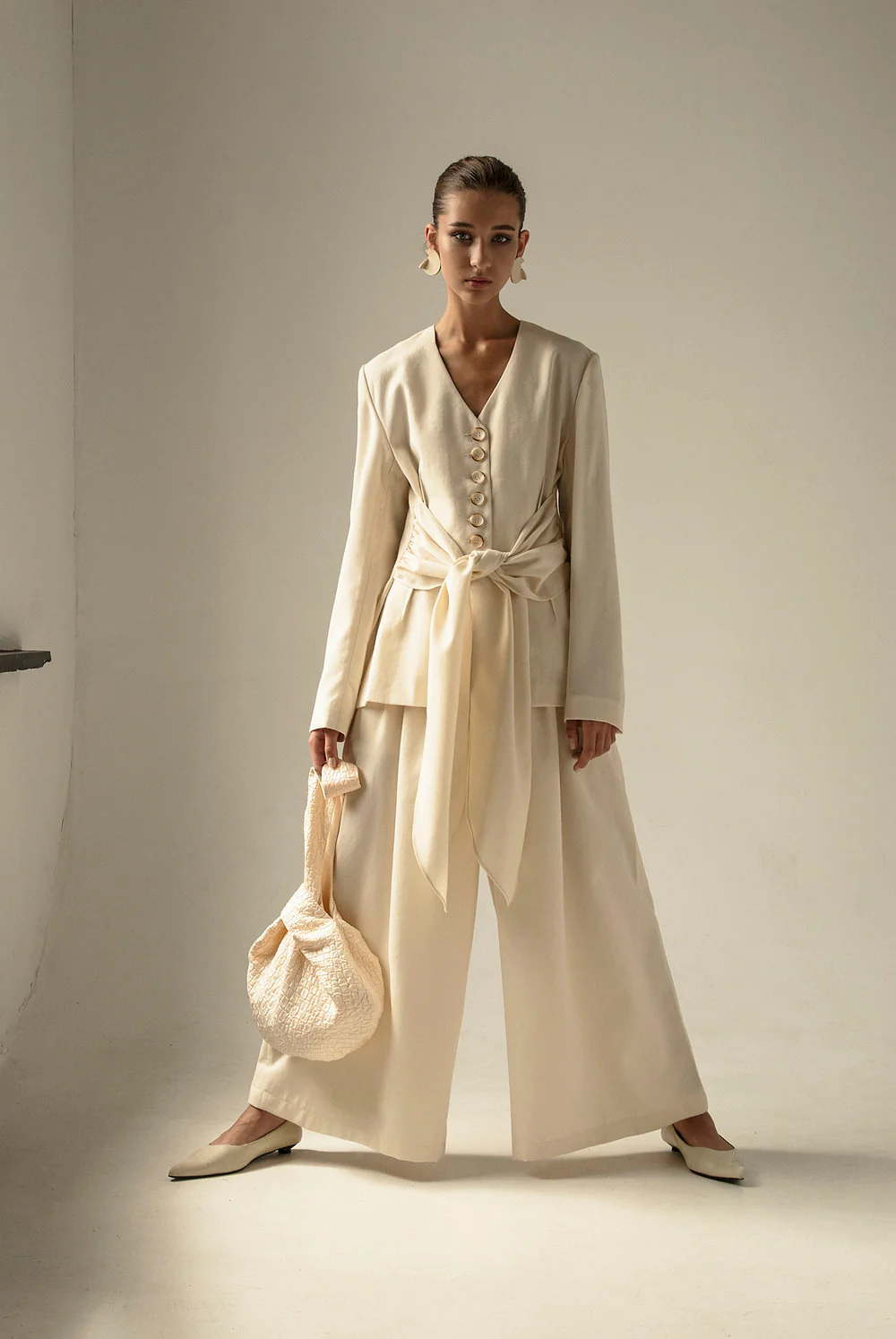 Cream Wool Knot Suit