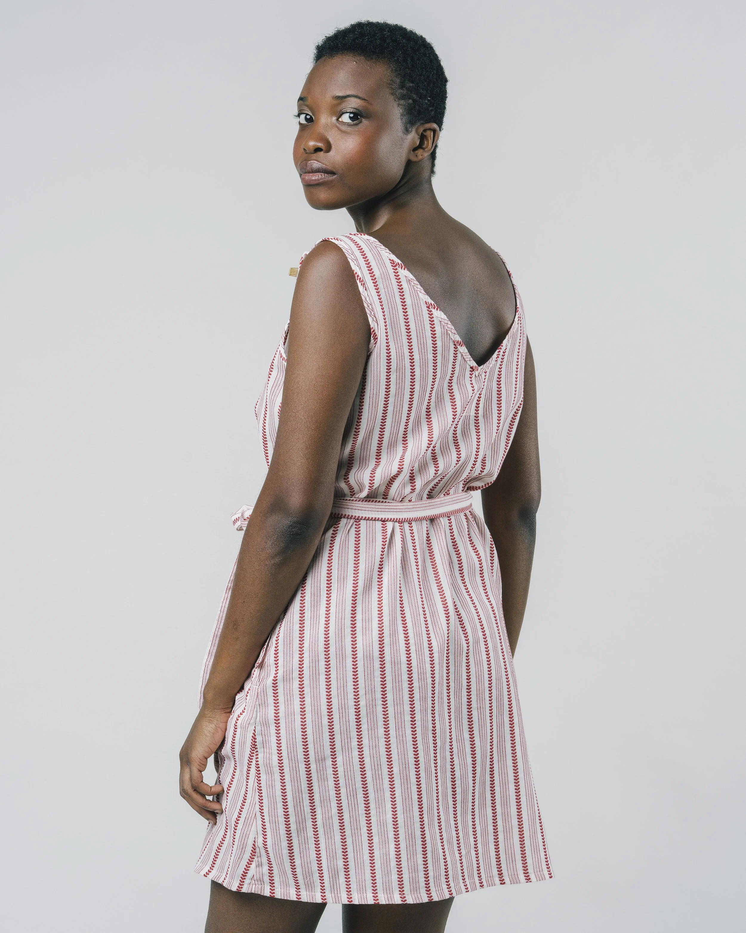 Ethnic Stripe Dress Red