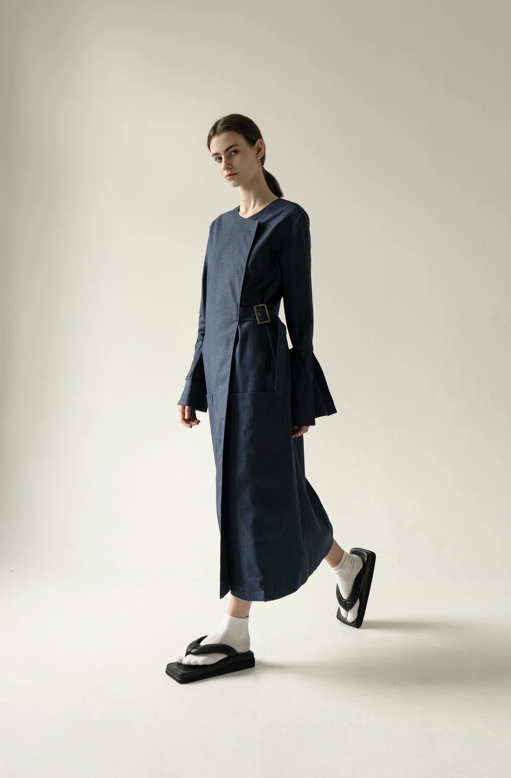 Long Belted Dress Navy