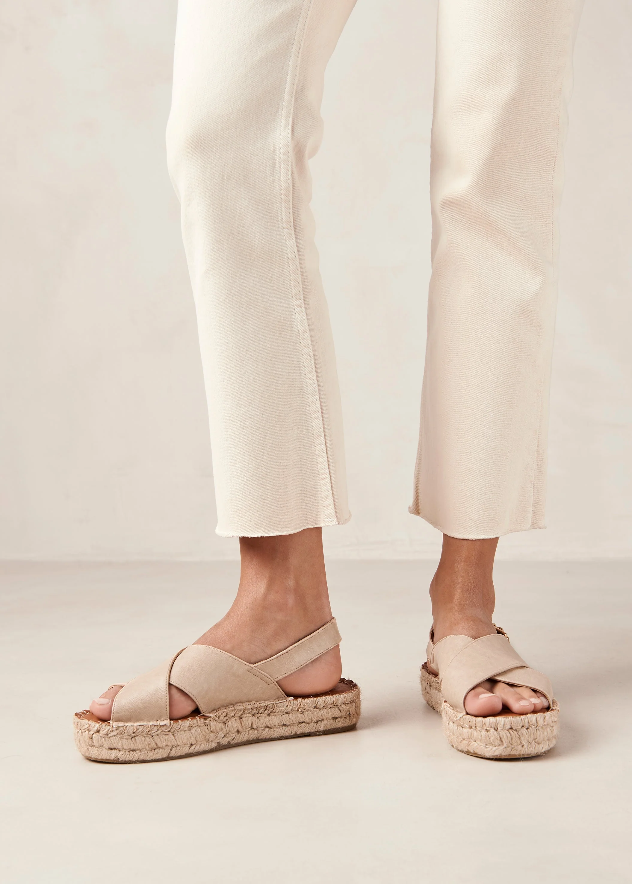 Crossed Espadrilles Cream White