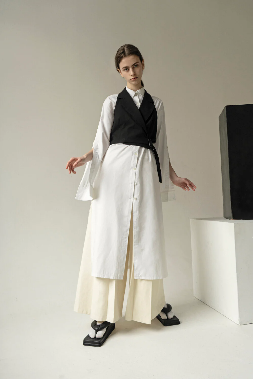 White Sleeves Button Tunic Shirt