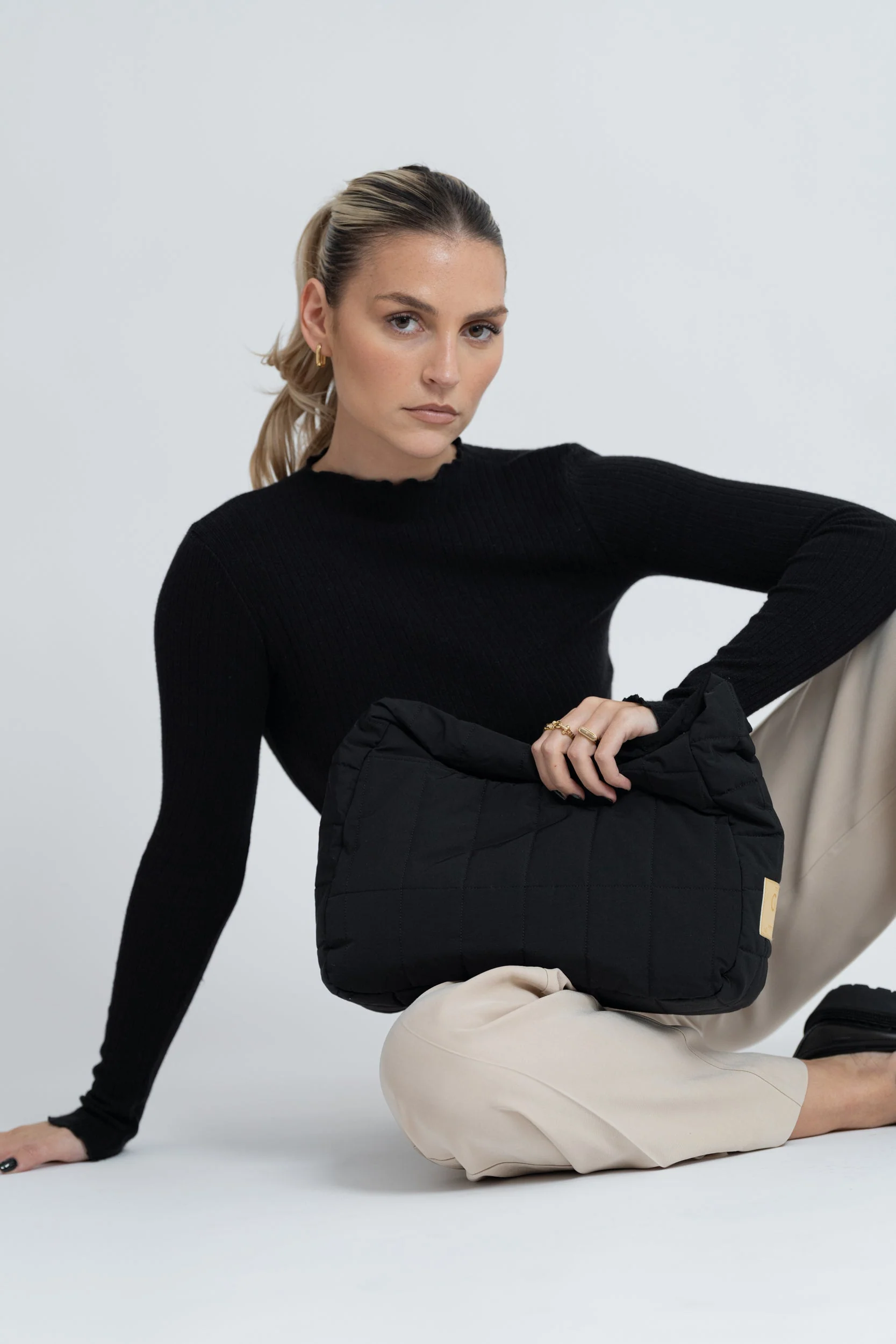 Pillow Upcycled Shoulder Bag Black