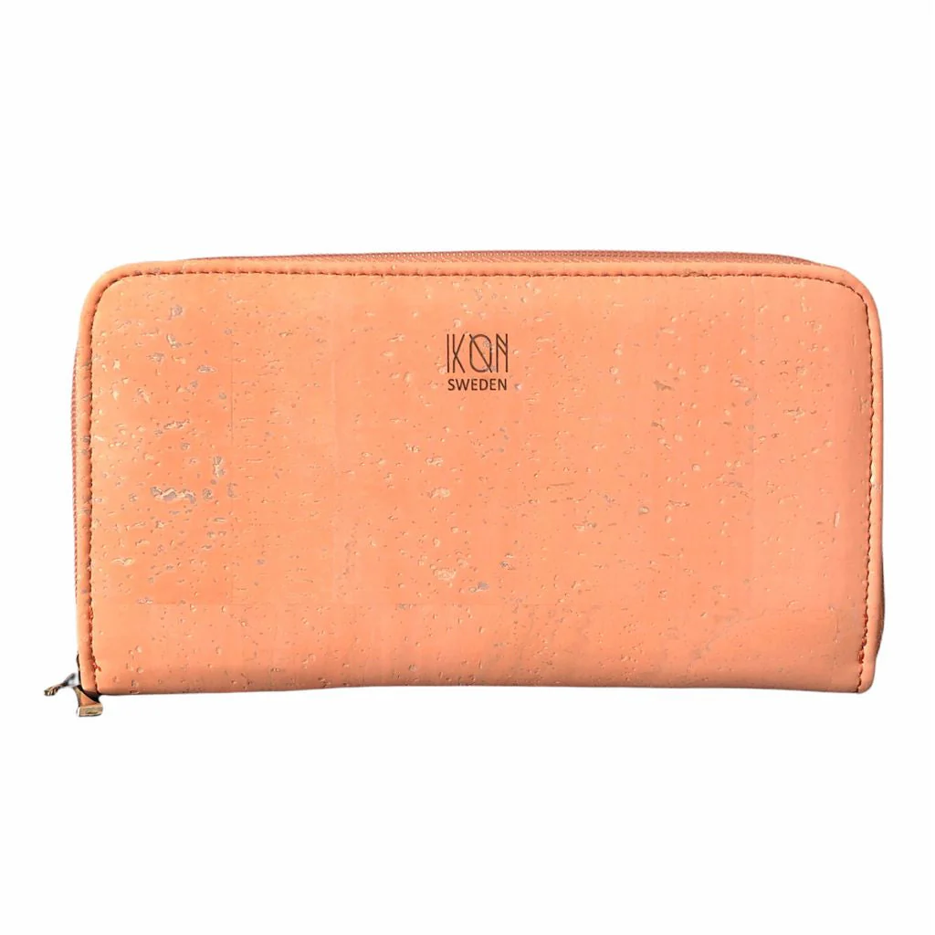Cork Leather Zip Wallet Salmon