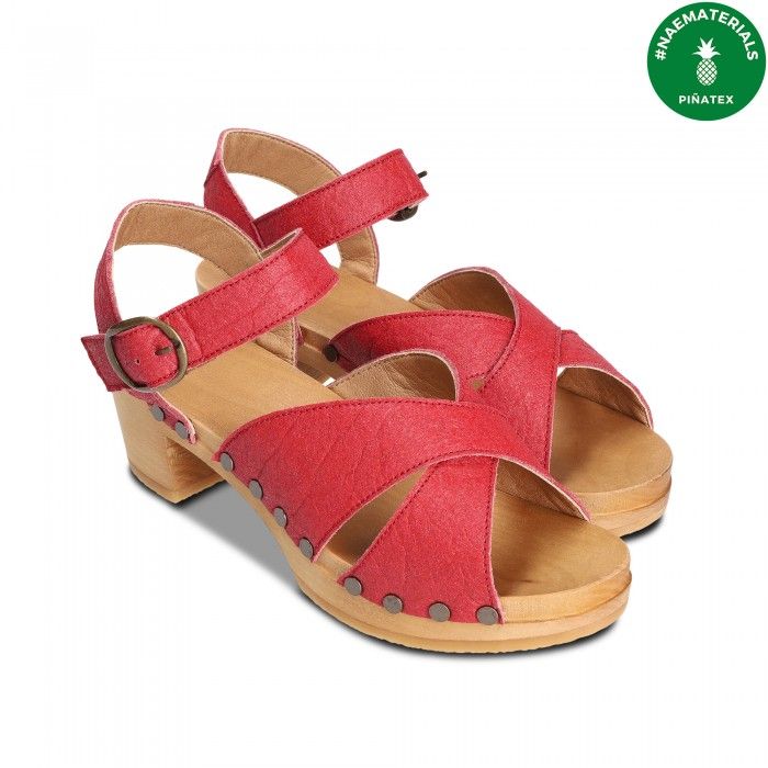 Magnolia Red Piñatex Vegan Heel Sandals