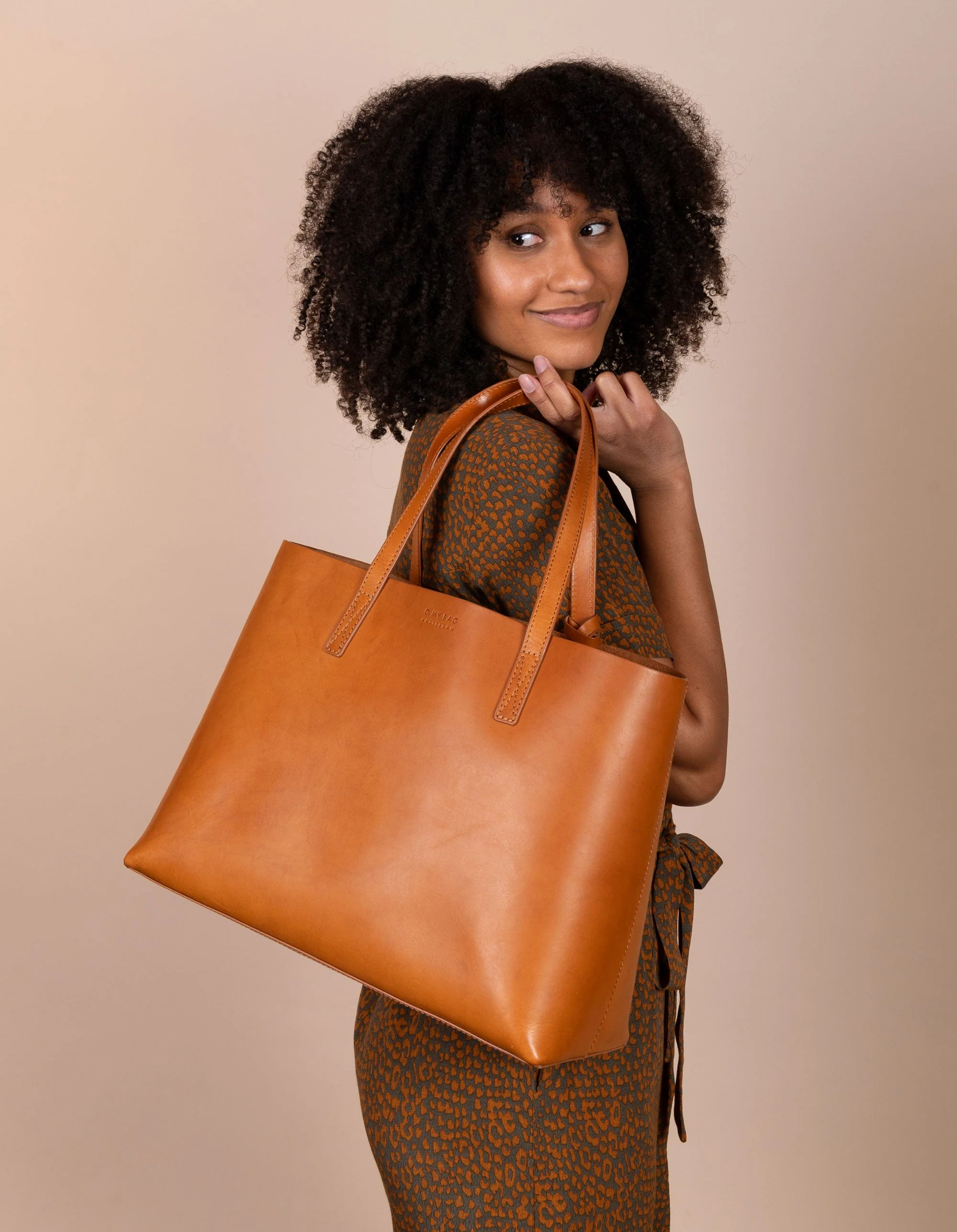 Sam Classic Leather Shopper Bag Cognac