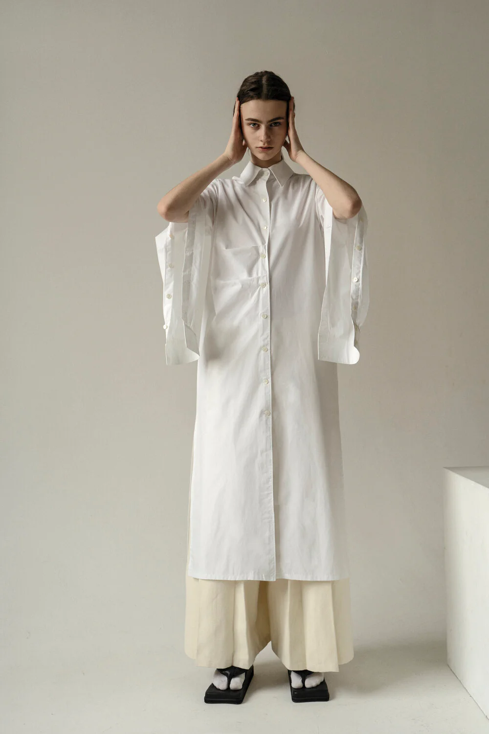 White Sleeves Button Tunic Shirt