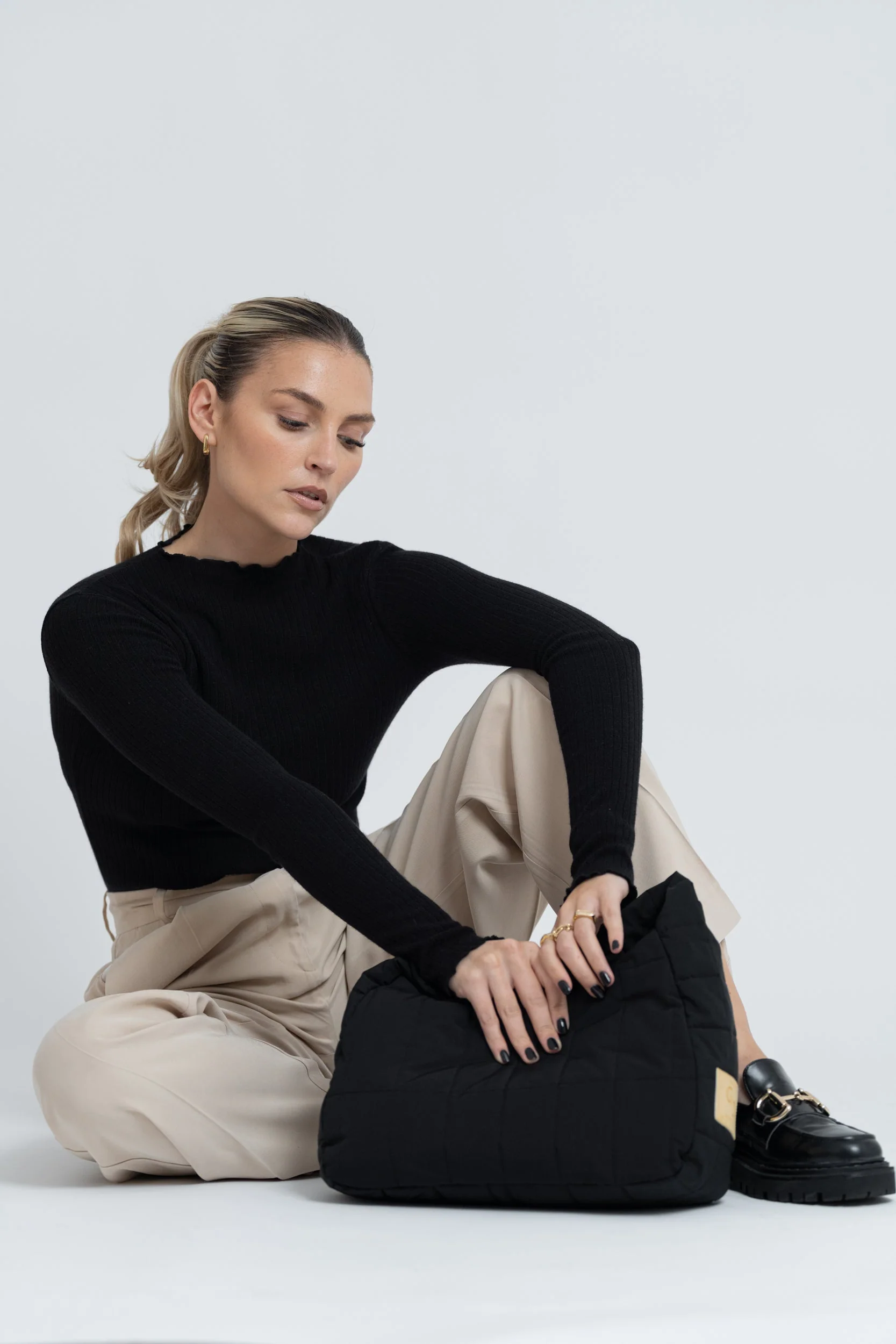 Pillow Upcycled Shoulder Bag Black