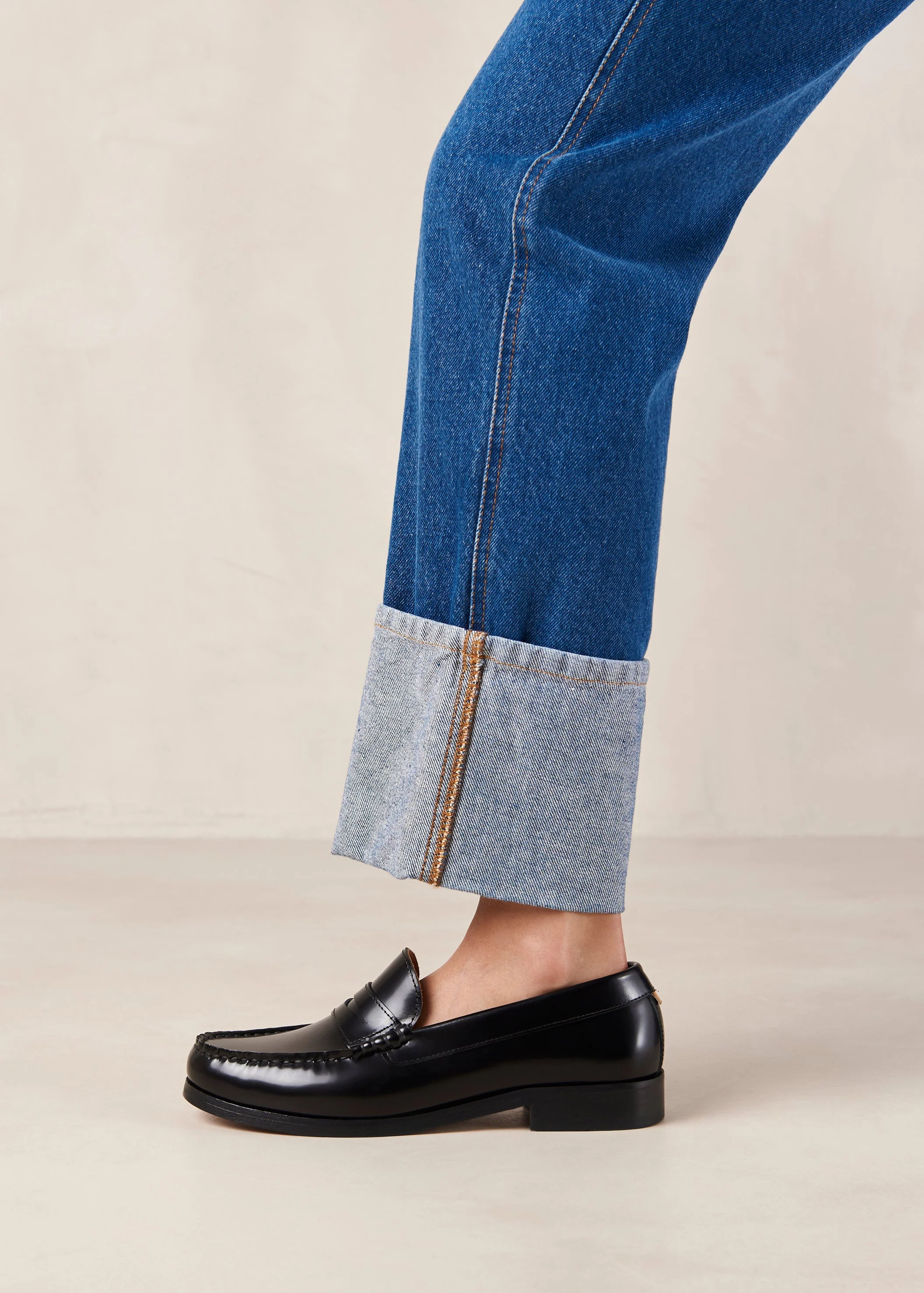 Rivet Leather Loafers Black