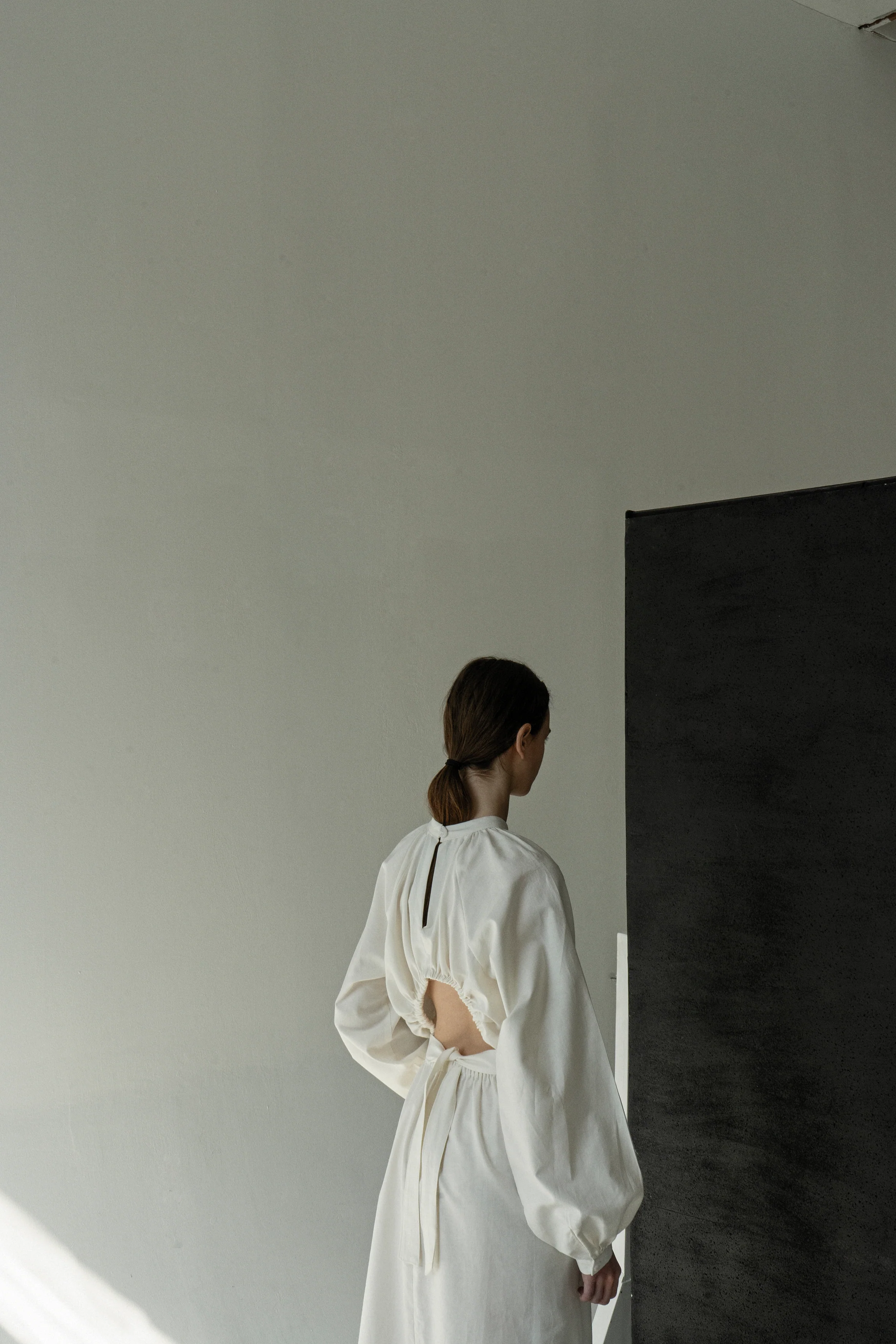 Cream Peasant Open Back Dress