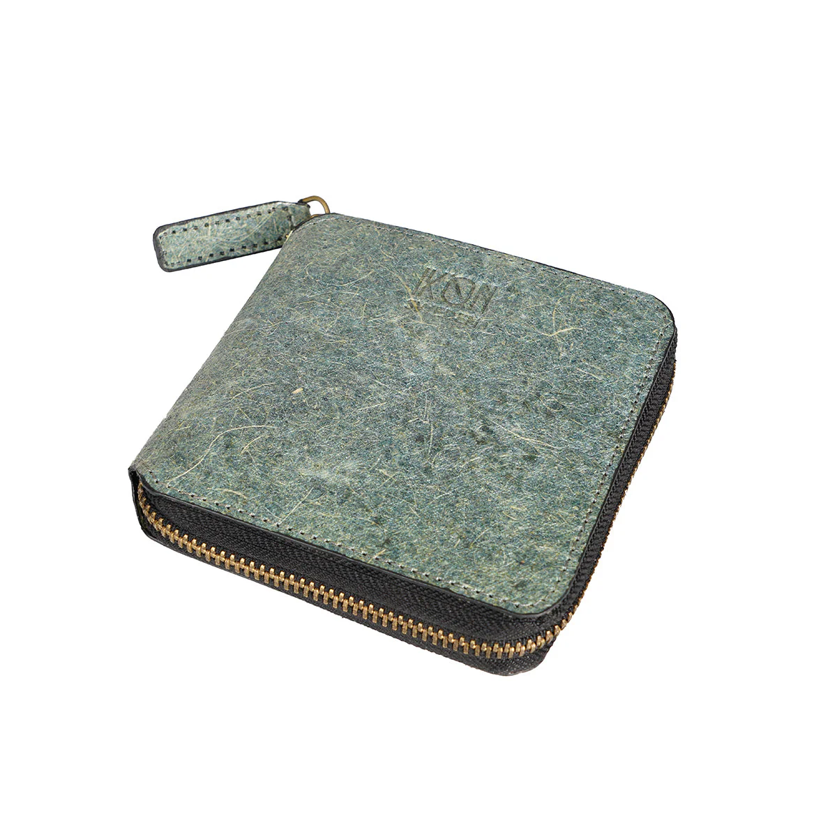 Coconut Leather Small Zip Wallet Ocean Green