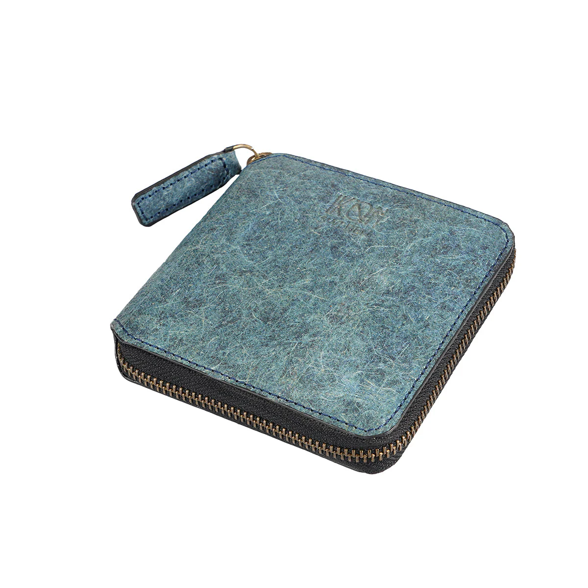 Coconut Leather Small Zip Wallet Dark Indigo