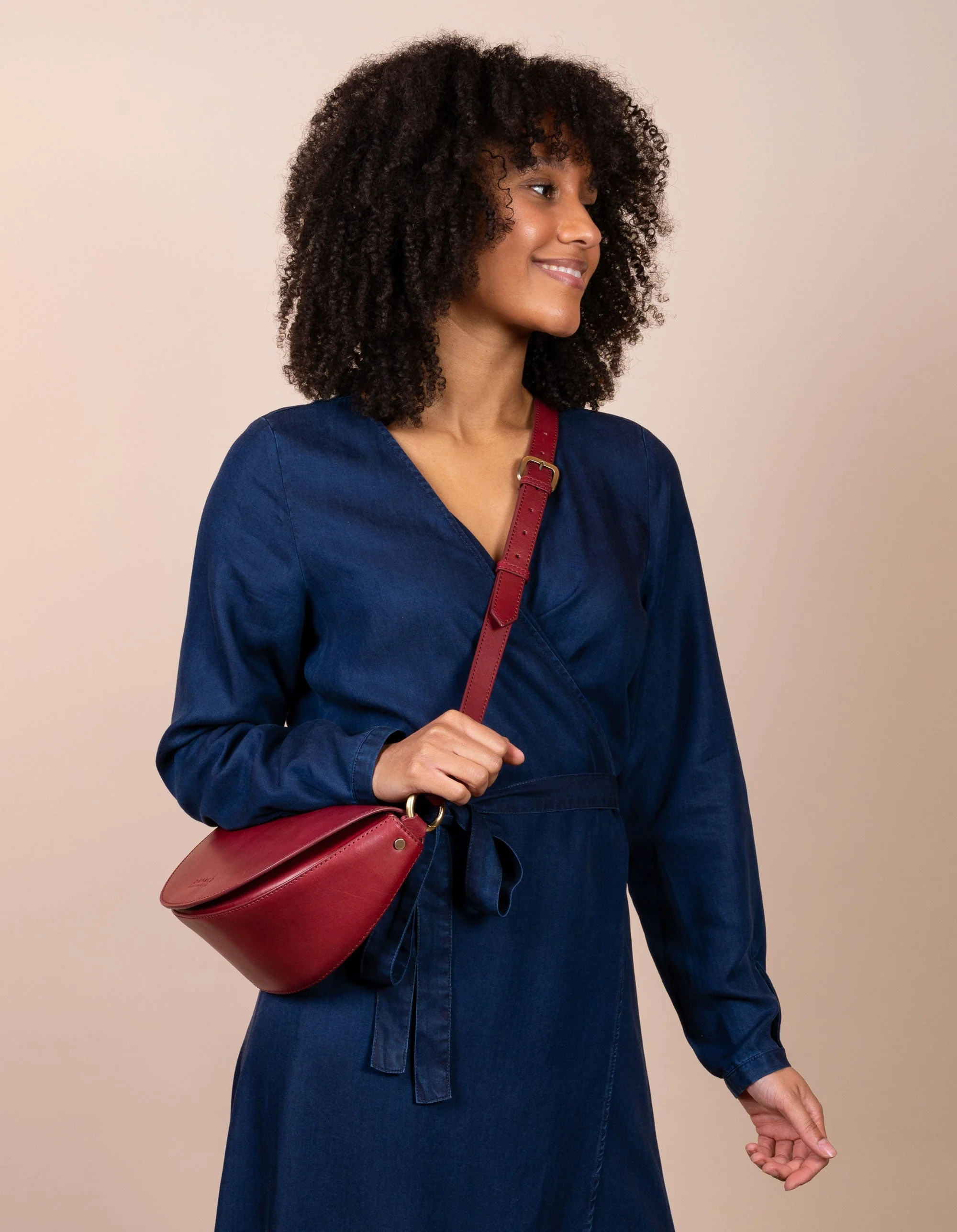 Laura Bag Checkered Classic Leather Ruby