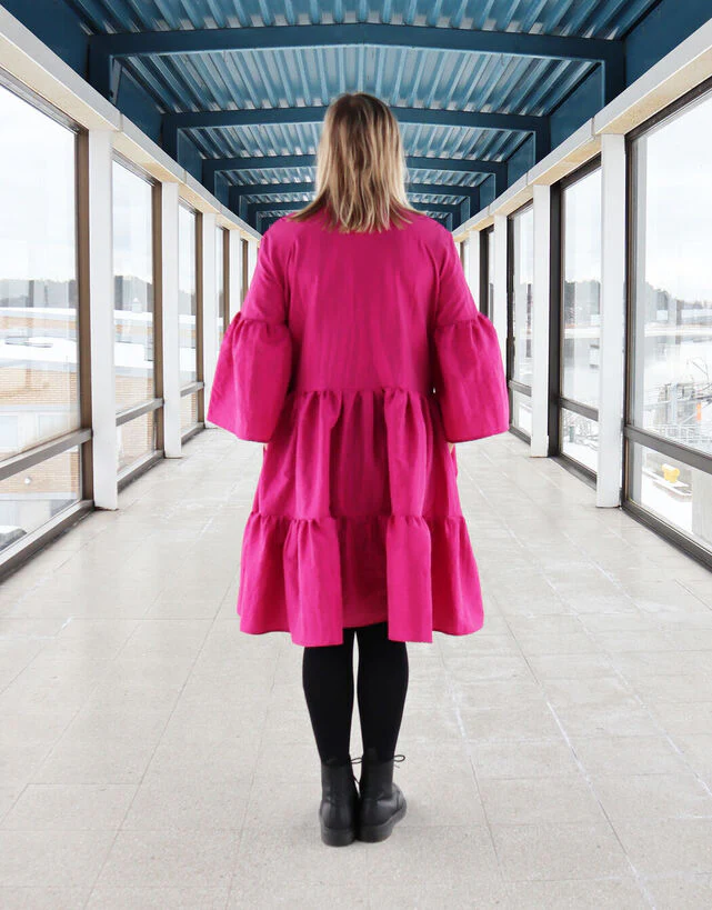 Lush Dress With Bow Collar Pink
