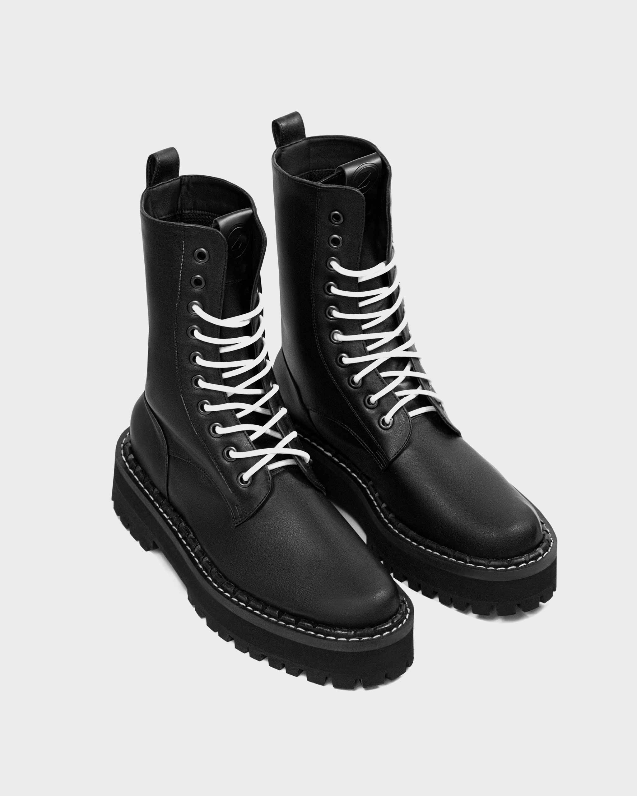 Combat Workers Men's Cactus Leather Boots Black