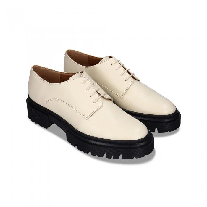 Megan White Vegan Derby Shoes