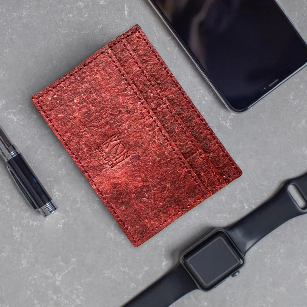 Coconut Leather Card Holder Wine Red