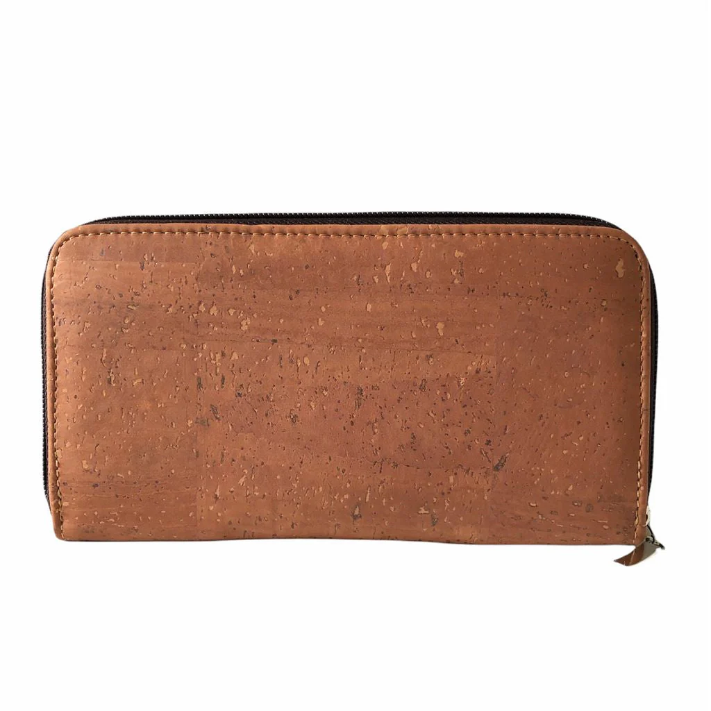 Cork Leather Zip Wallet Rosy Brown