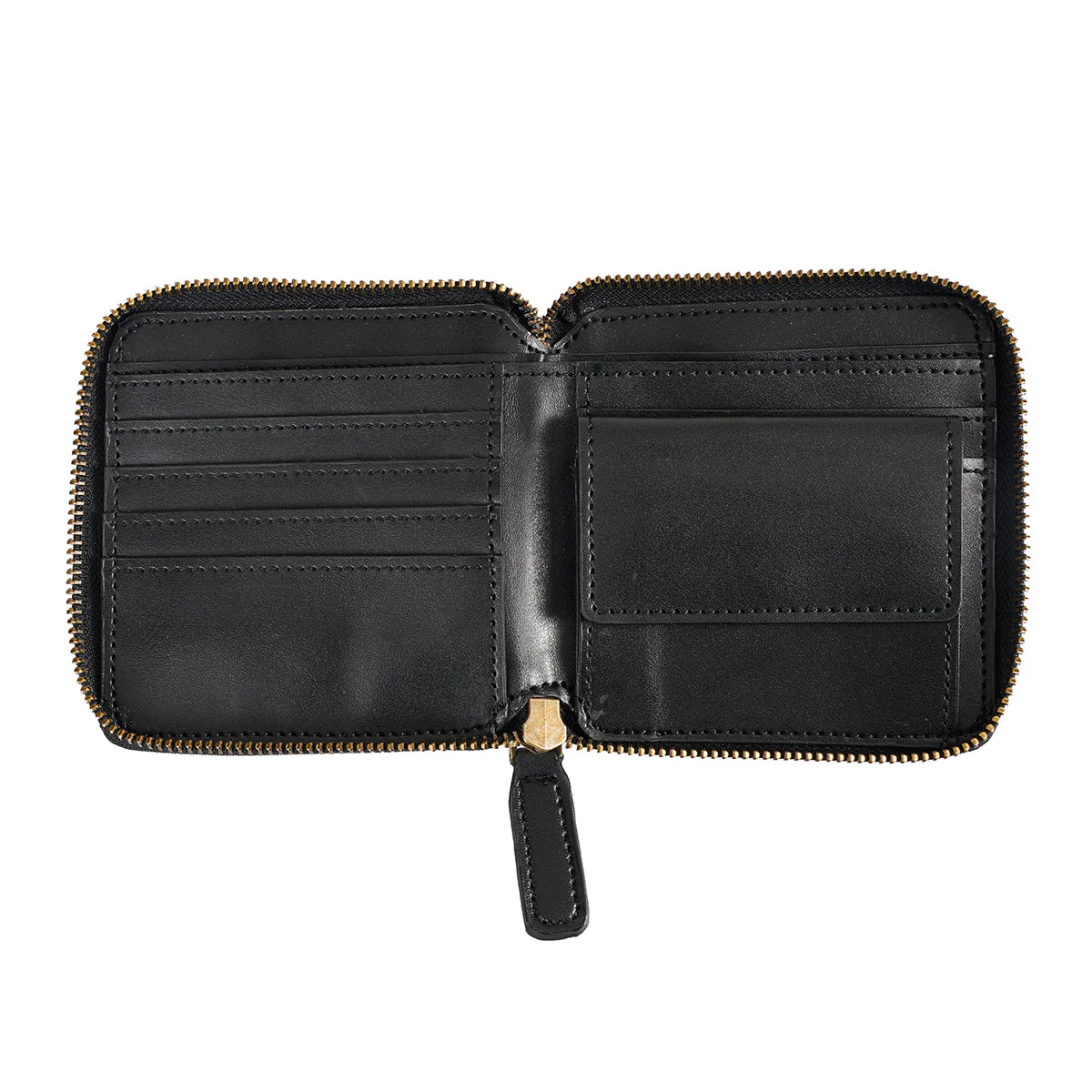 Apple Leather Small Zip Wallet Black