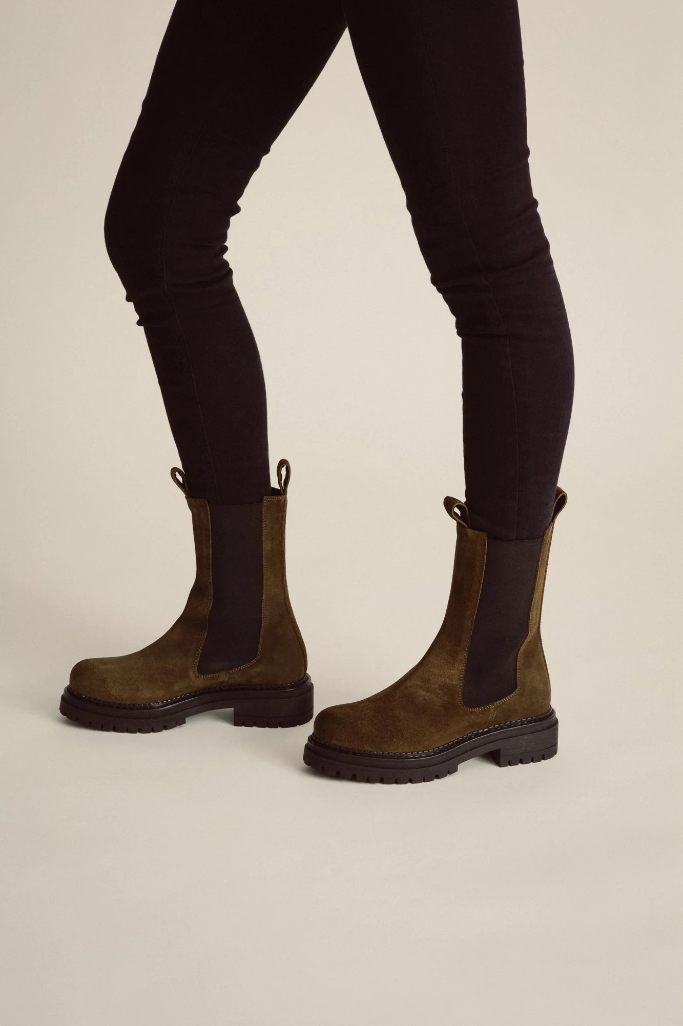 Khaki Chelsea High Boots