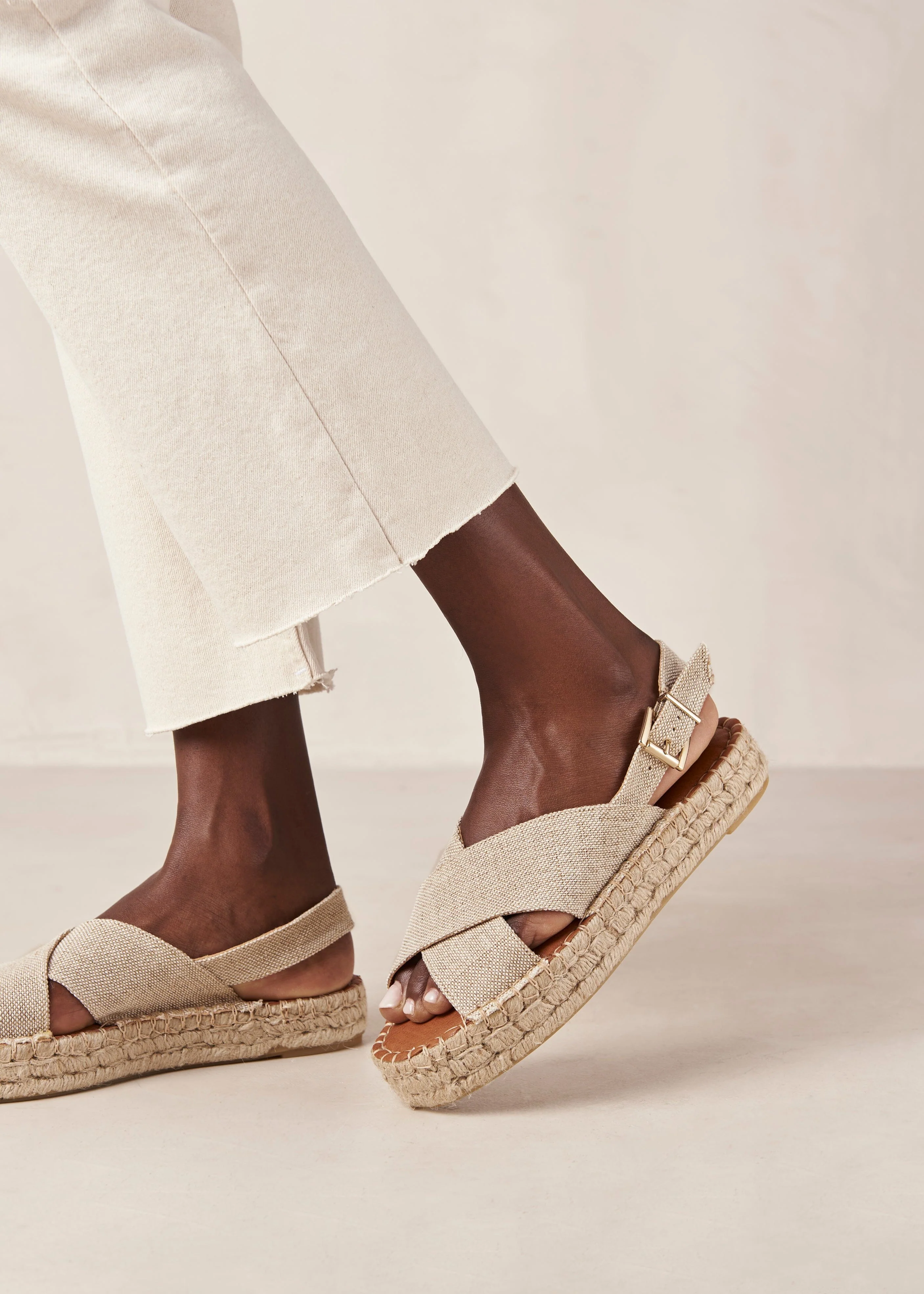 Crossed Espadrille Sandals Beige