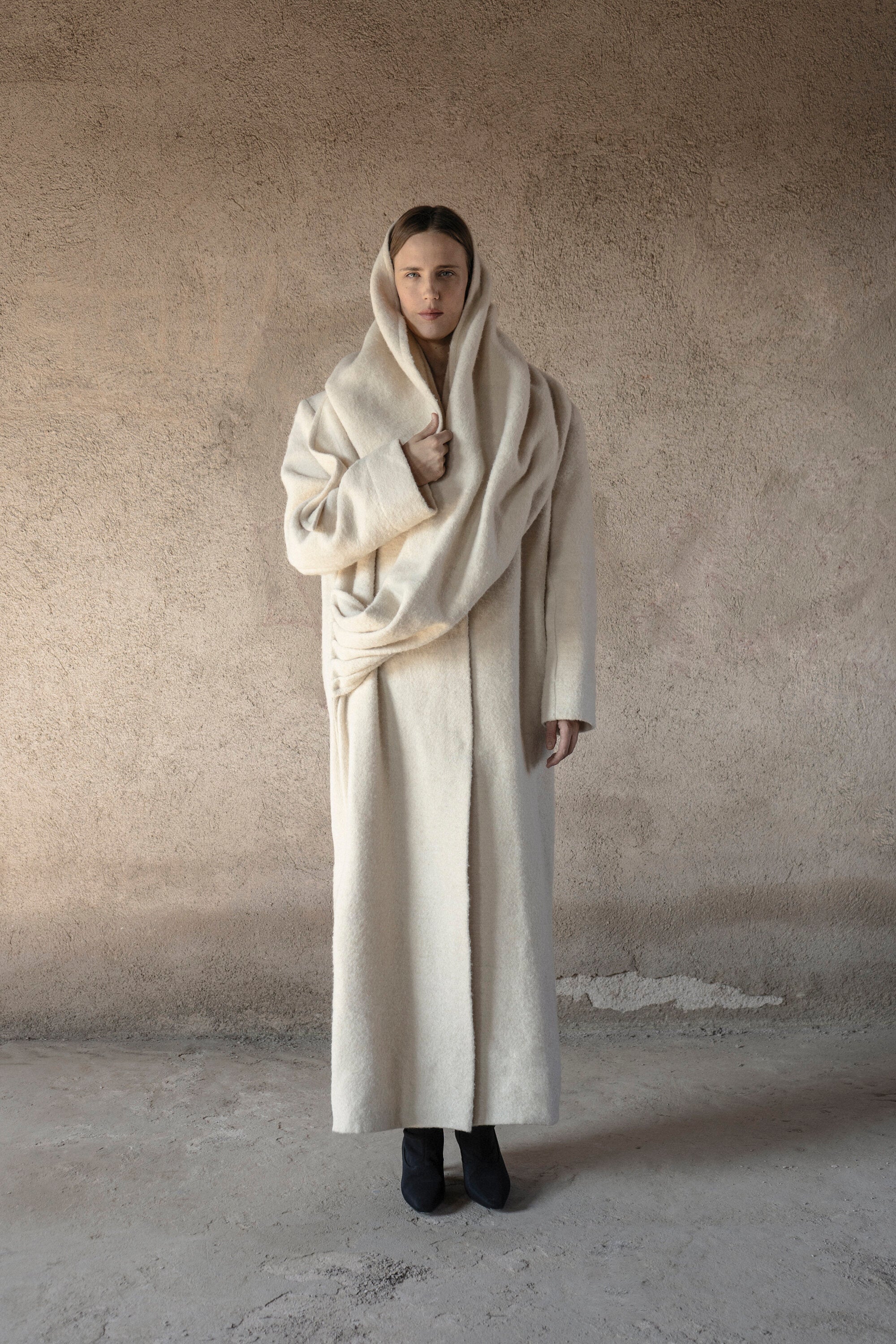 Danushka Cream Oversize Hemp Wool Coat