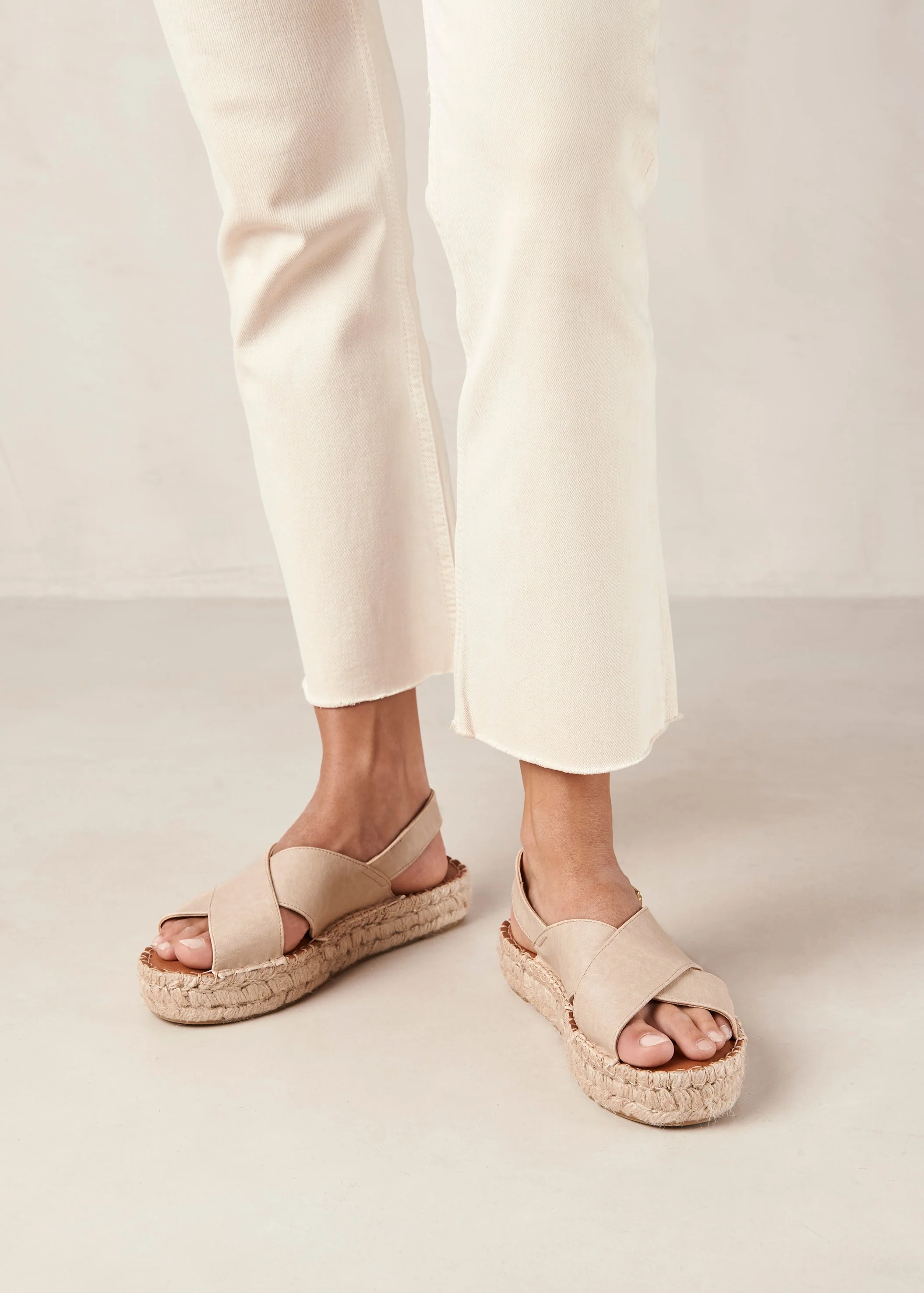 Crossed Espadrilles Cream White