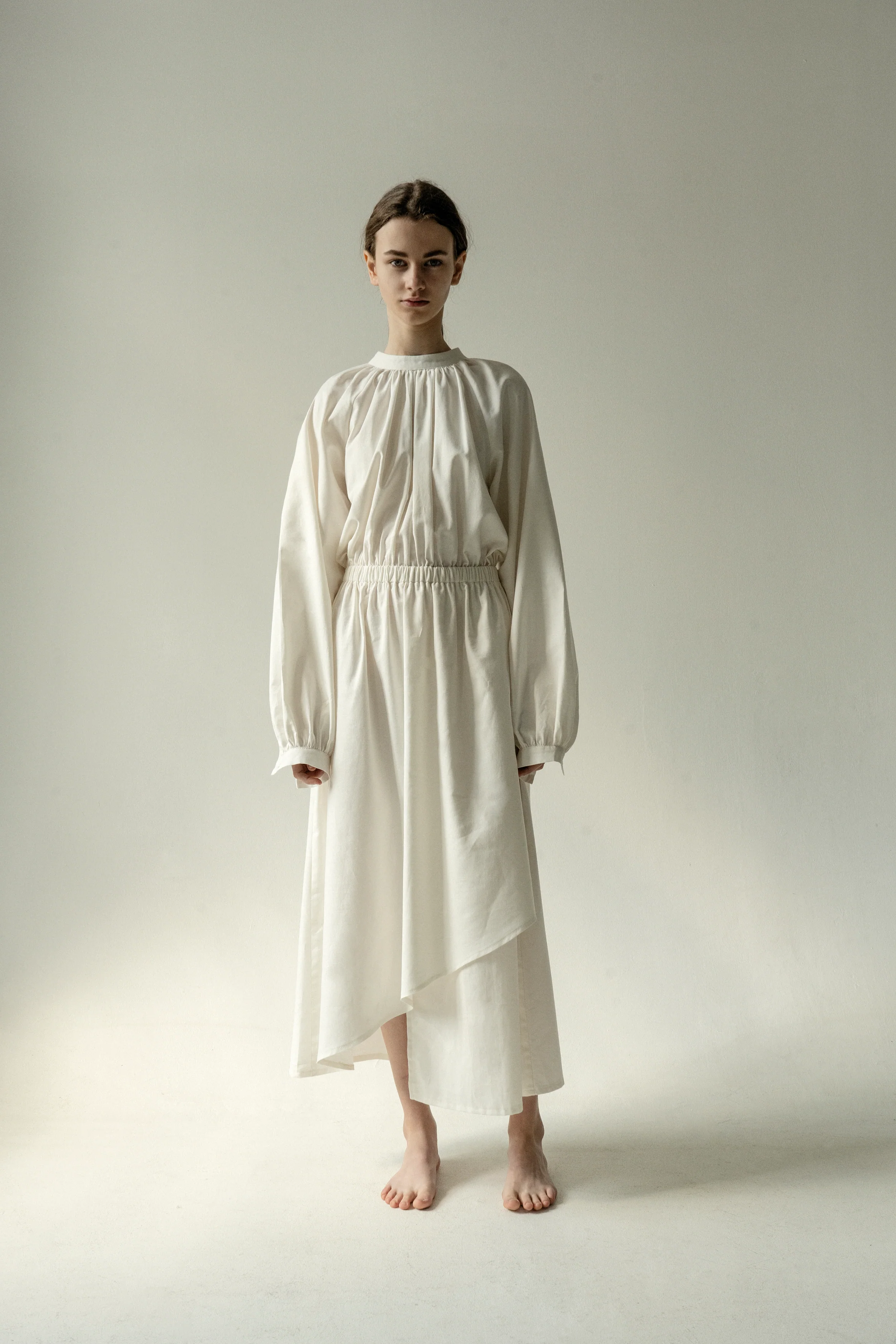 Cream Peasant Open Back Dress