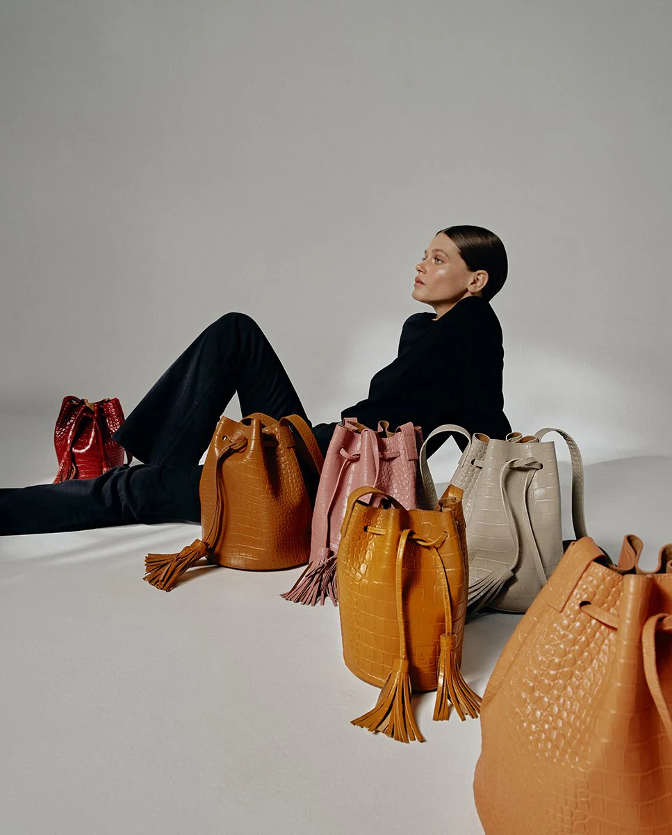 Leandra Bucket Bag Croco Soft Pink