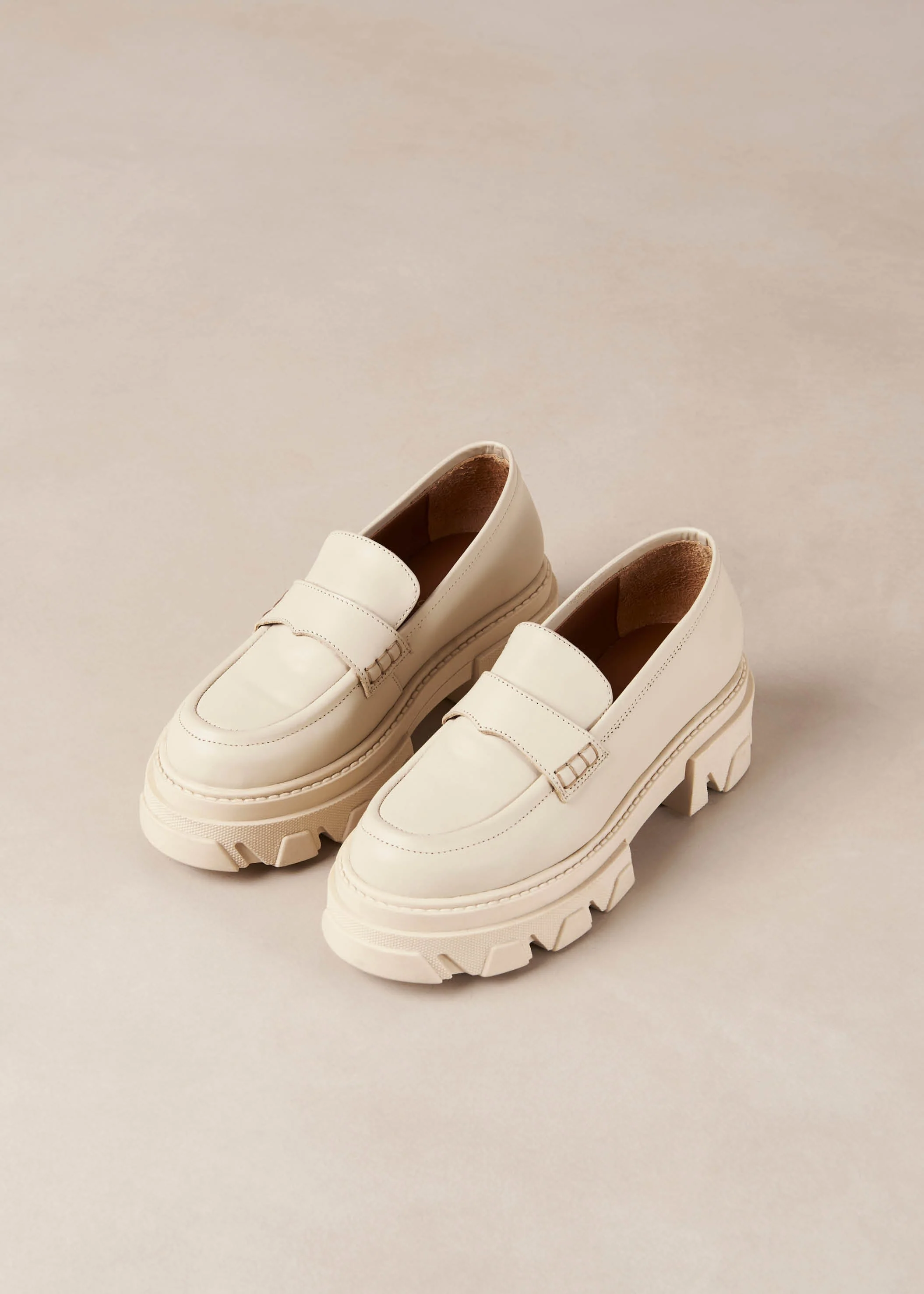 Trailblazer Chunky Leather Loafers Cream White