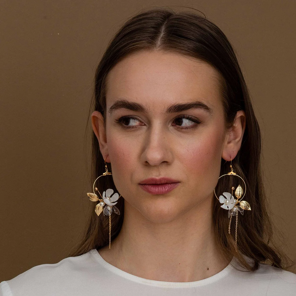 Delicate Floral Moon Earrings