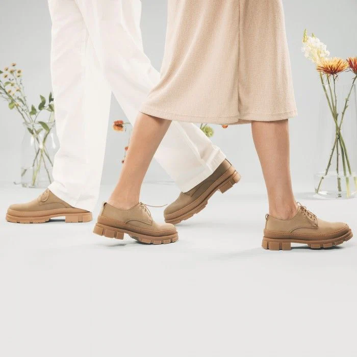 Arum Beige Chunky Derby Vegan Shoes