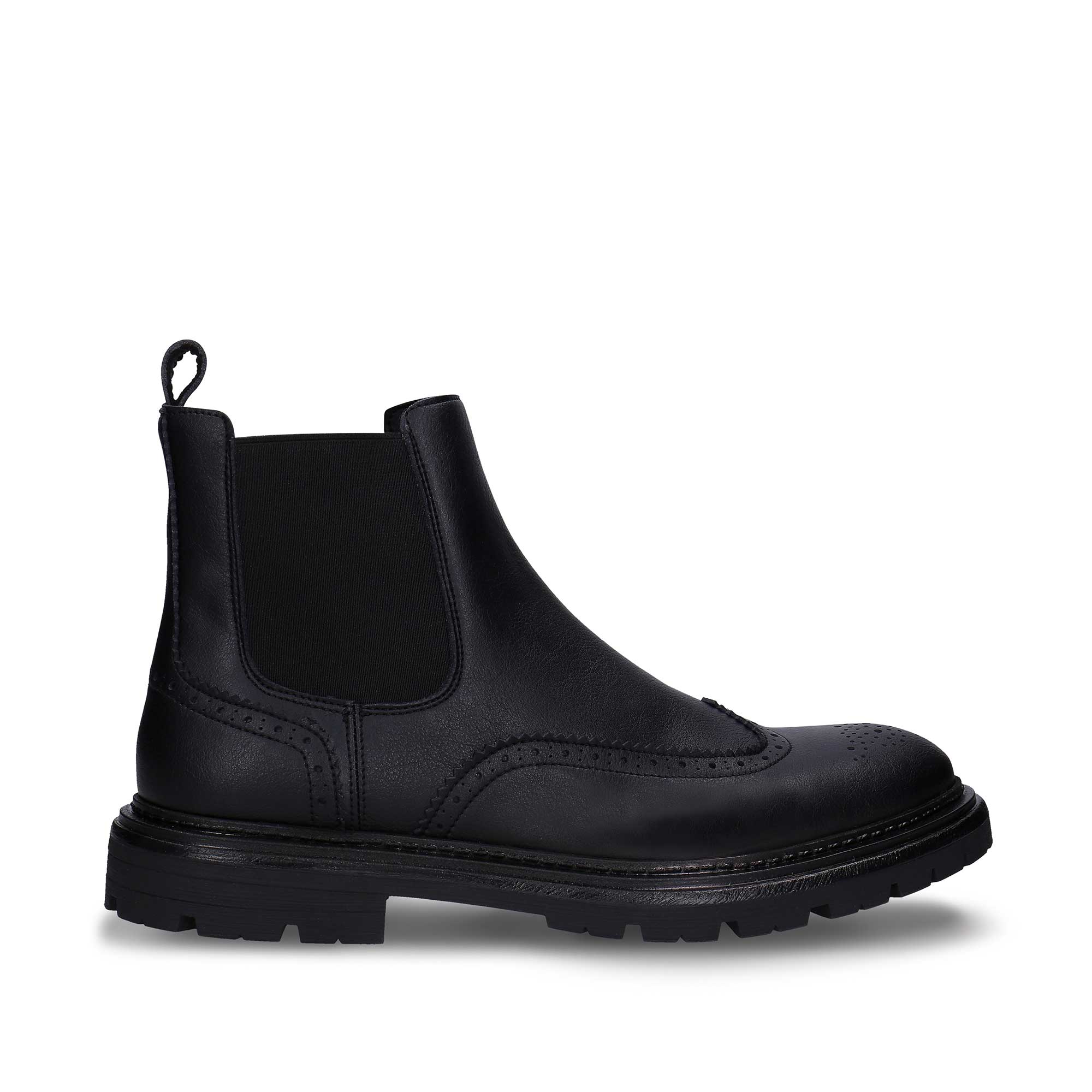 Casian Black Vegan Chelsea Boots Brogue