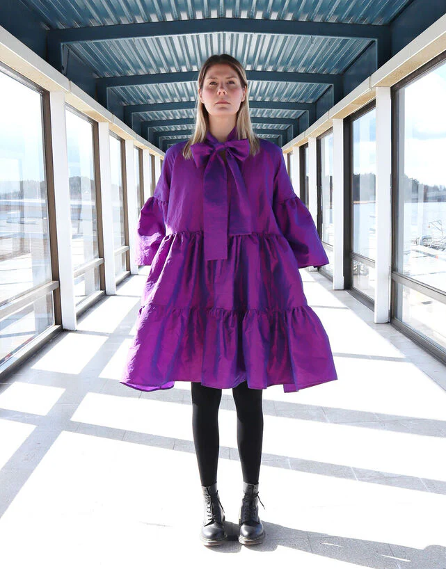 Lush Dress With Bow Collar Purple