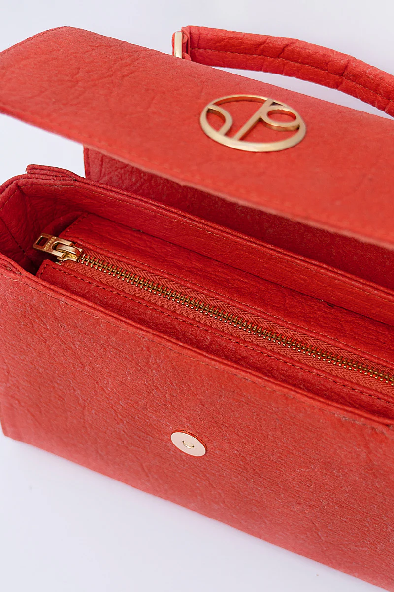 London LHR Piñatex® Saddle Bag Cherry