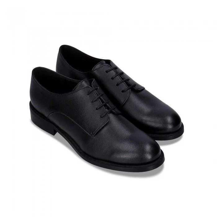 Obe Black Vegan Derby Shoes Flat