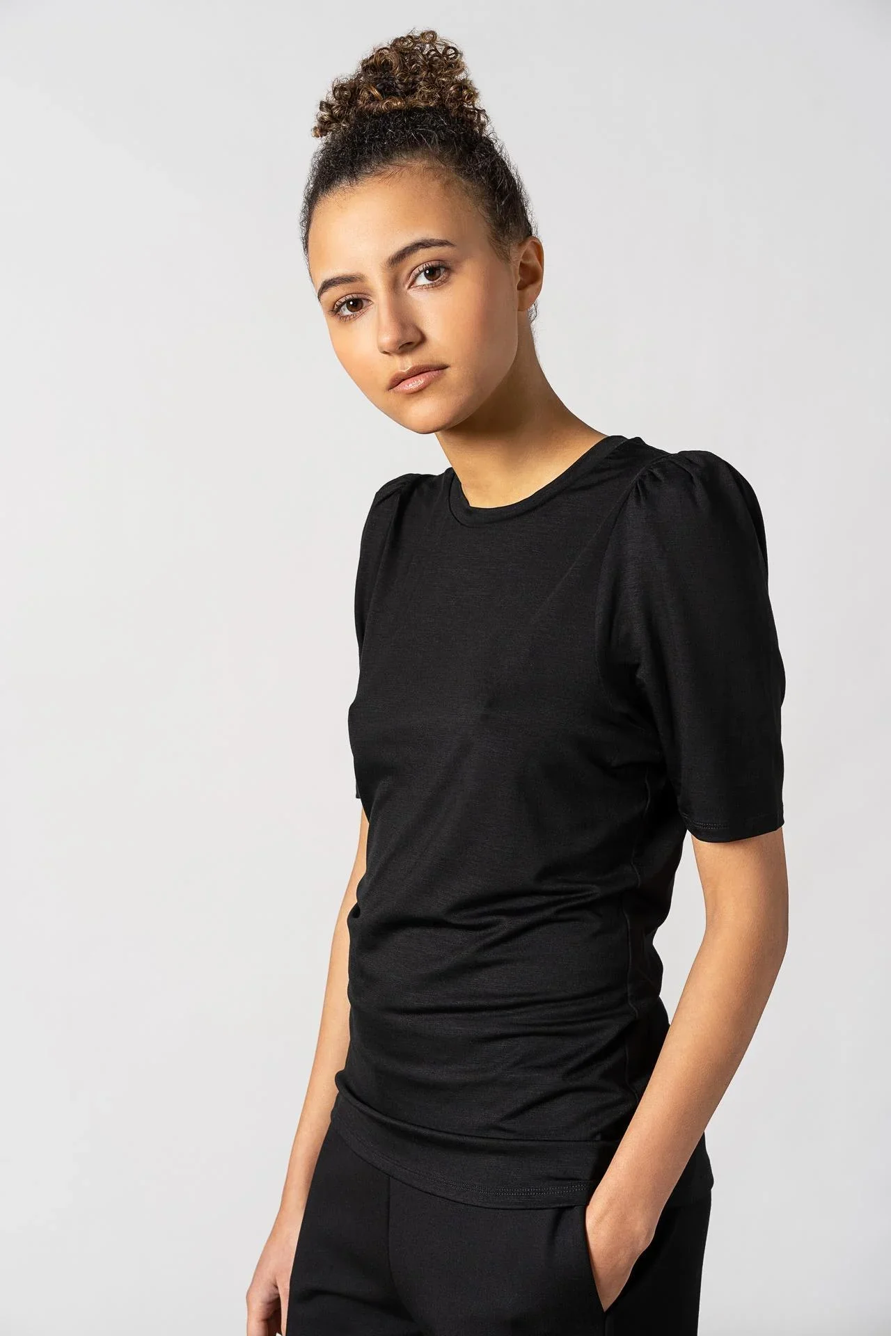 Tu Puff Sleeve Top Black