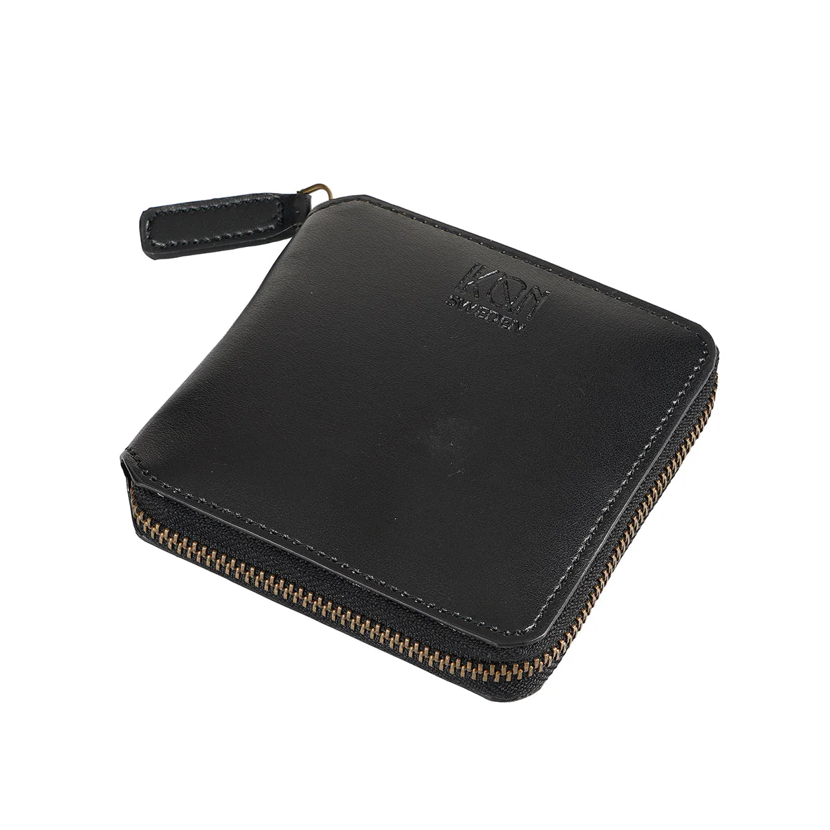 Apple Leather Small Zip Wallet Black