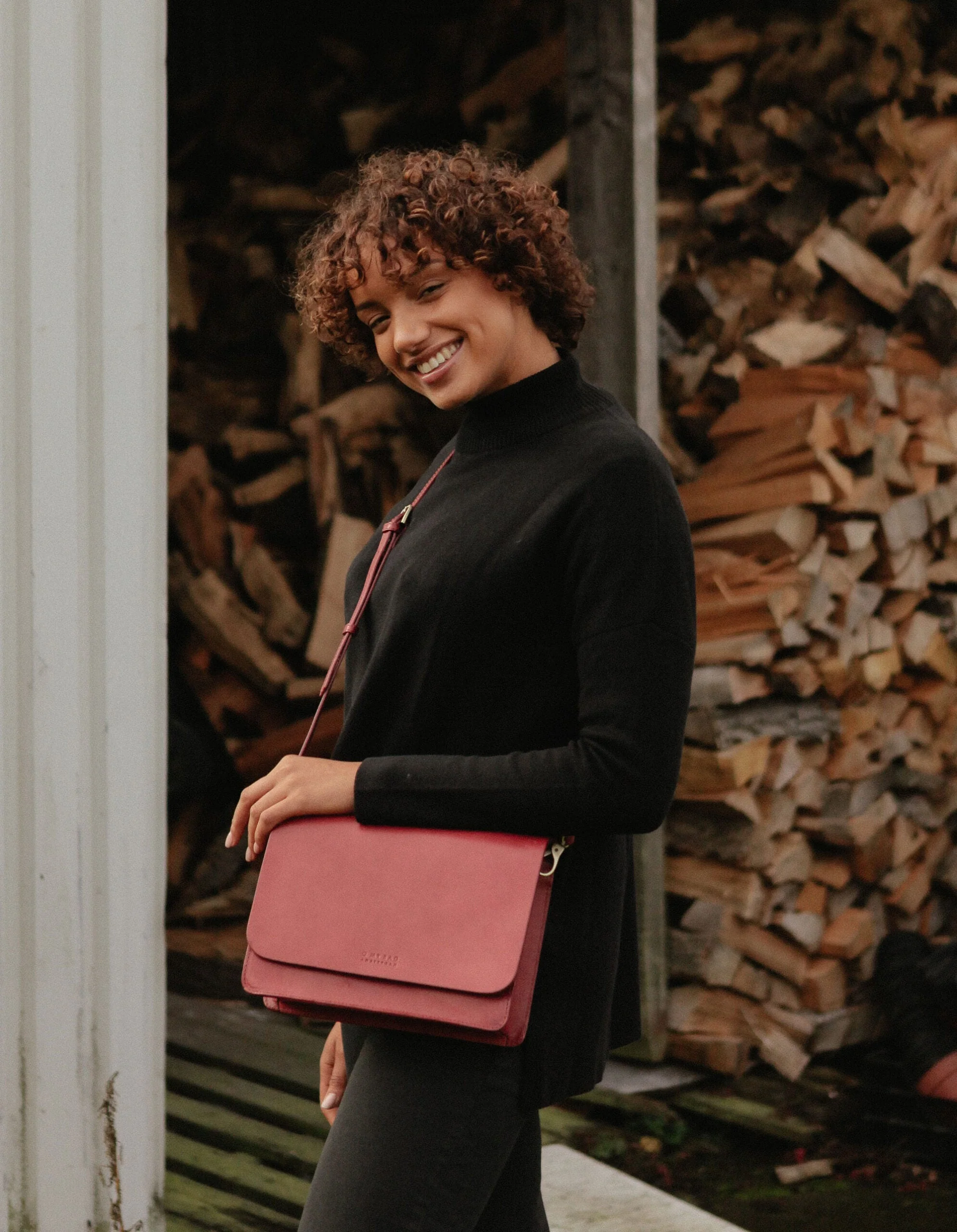 Audrey Ruby Checkered Classic Leather