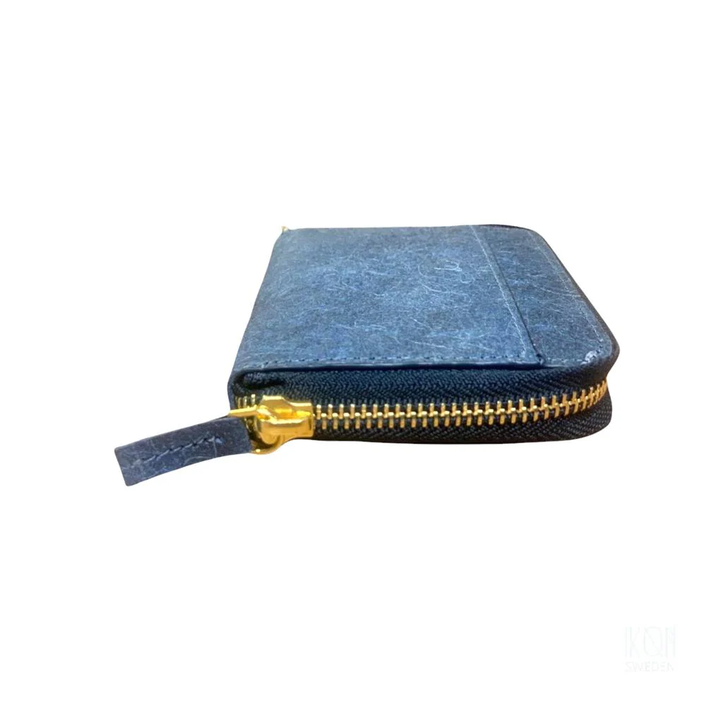 Coconut Leather Zip Wallet Dark Indigo