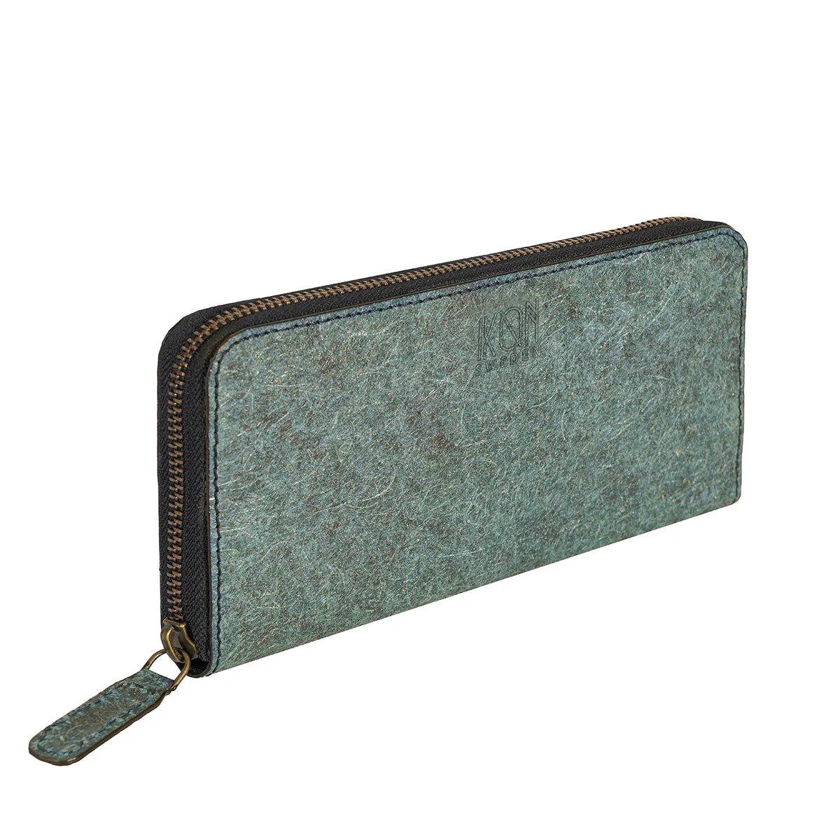 Coconut Leather Long Zip Wallet Ocean Green