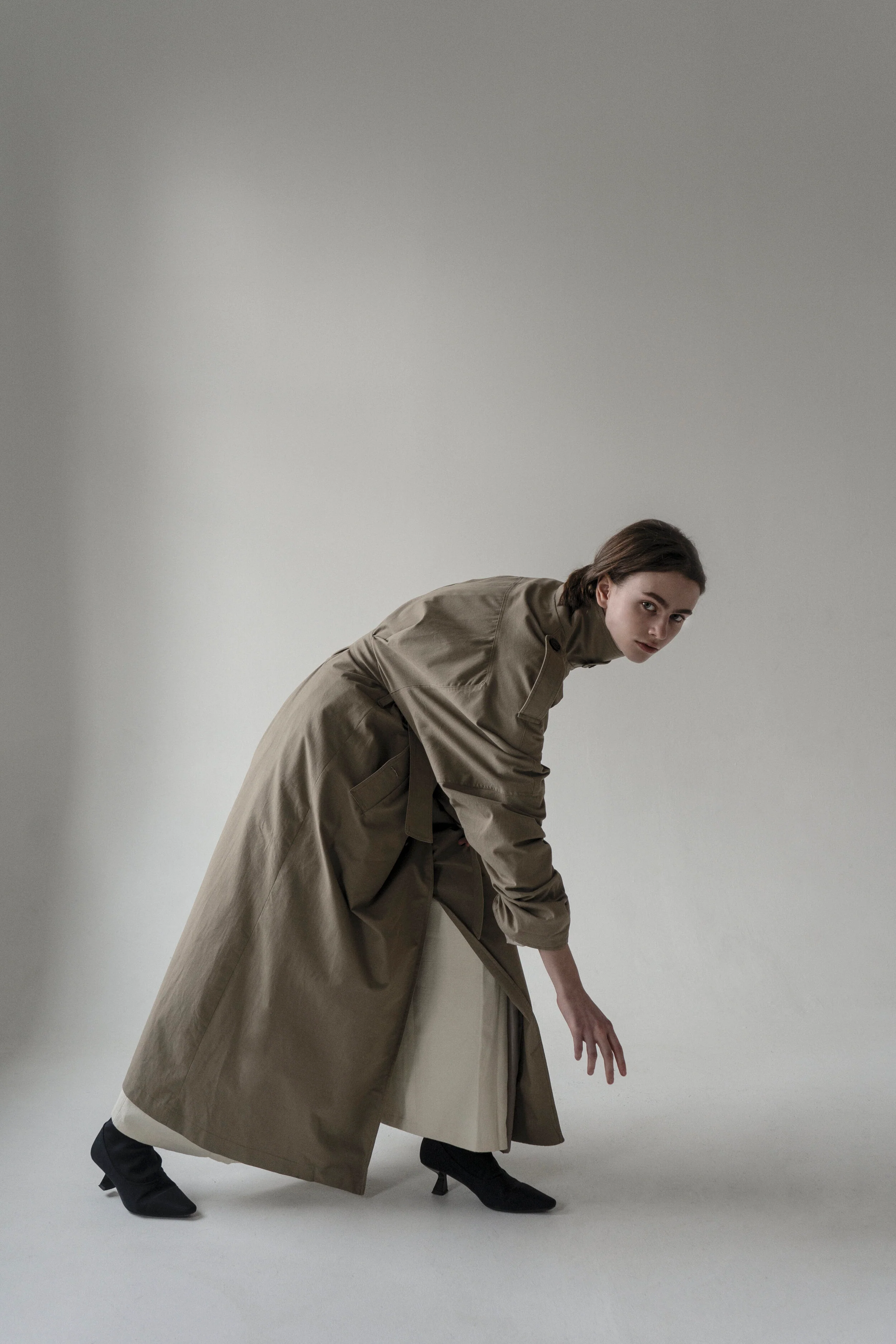 Olive Pointed Collar Luna Trench