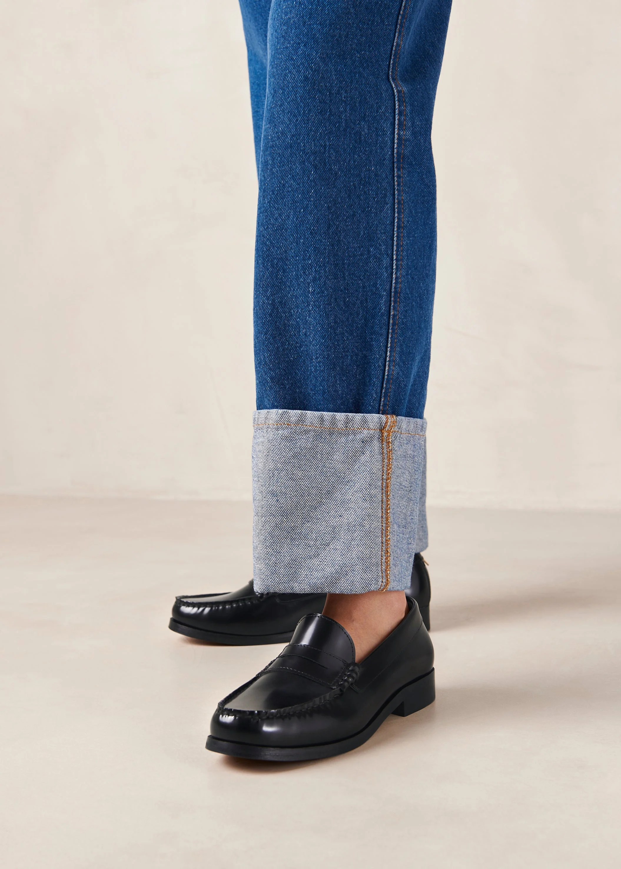 Rivet Leather Loafers Black