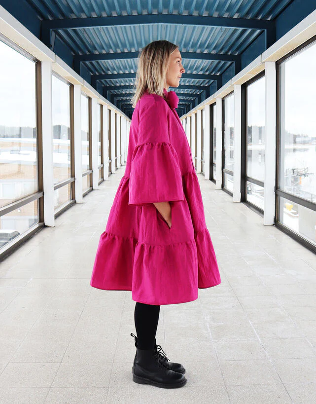 Lush Dress With Bow Collar Pink