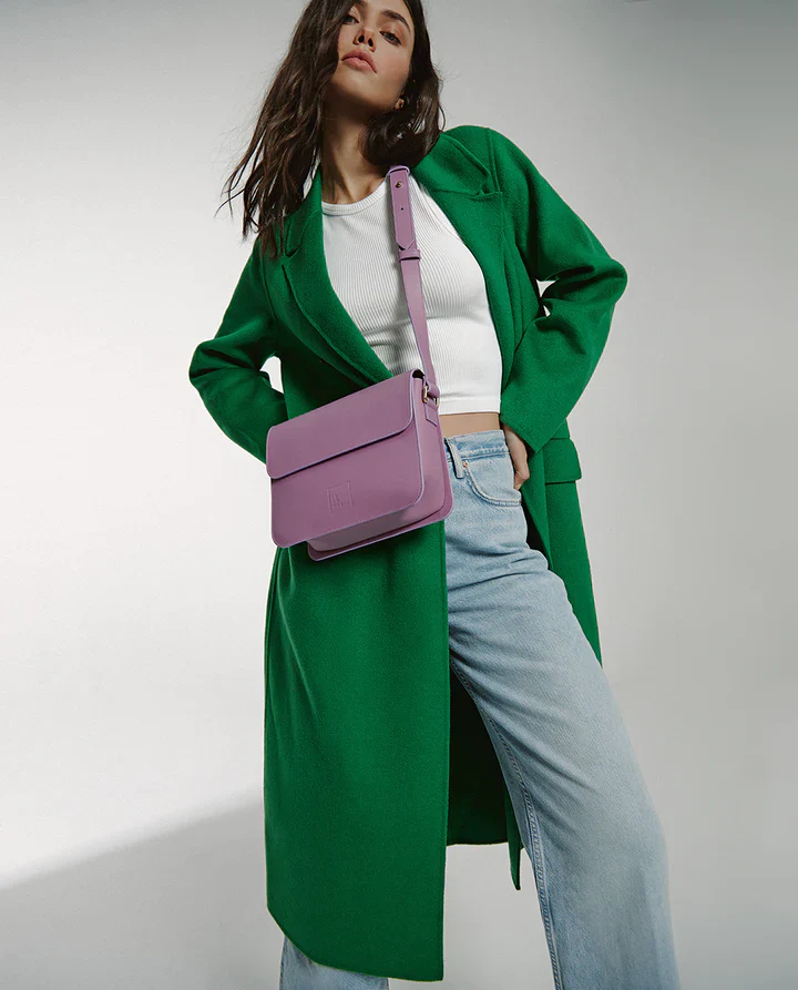 Squere Leather Shoulder Bag Malva