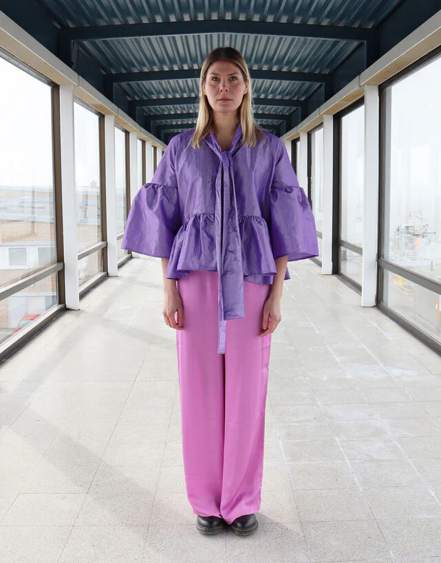 Lush Shirt Bow Collar Lavender