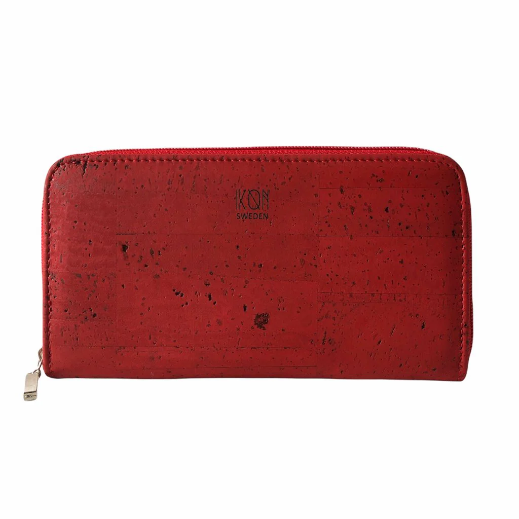 Cork Leather Zip Wallet Bordeaux