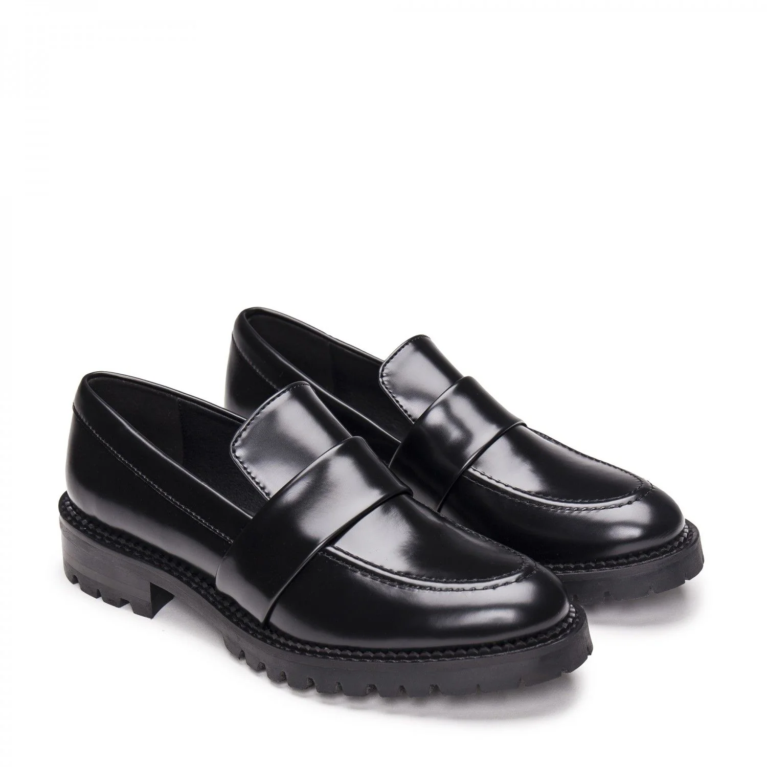 Elena Black Vegan Loafer Chunky Sole